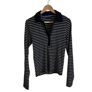 GAP Navy and White Striped Long Sleeve Top